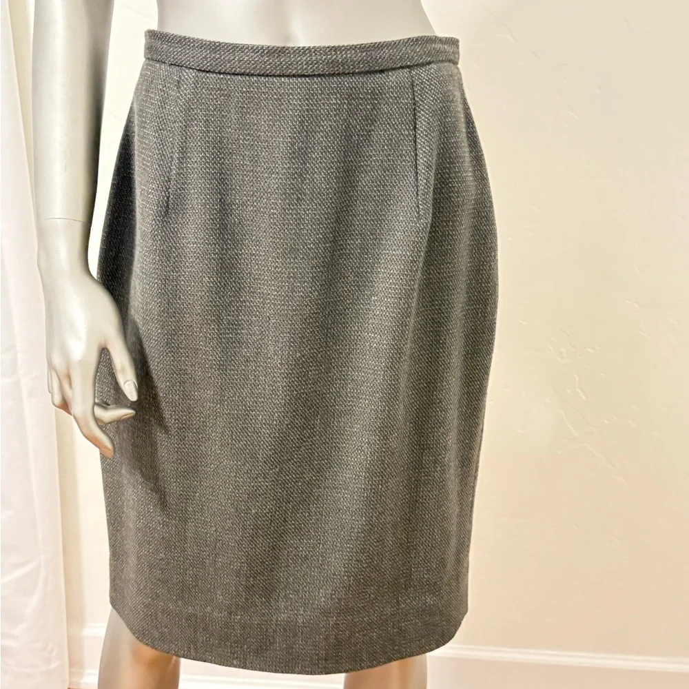 Valerie Stevens‎ Classic Brown 100% Wool Tweed Lined Pencil Skirt Size 8